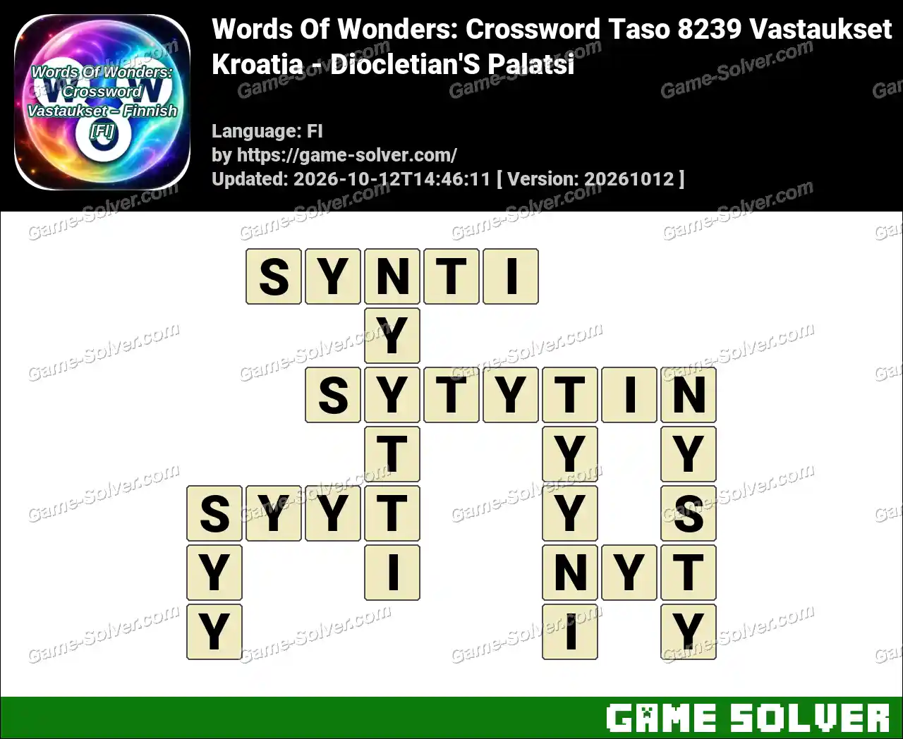 Words Of Wonders: Crossword Taso 8239 Vastaukset – Kroatia – Diocletian’S Palatsi